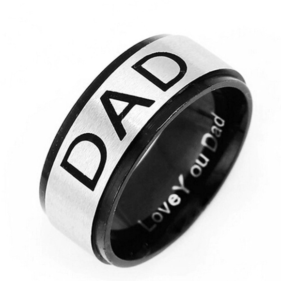 NEW STAINLESS STEEL DAD RING FATHER GRANDPA GIFT SIZE 8 - Picture 1 of 3